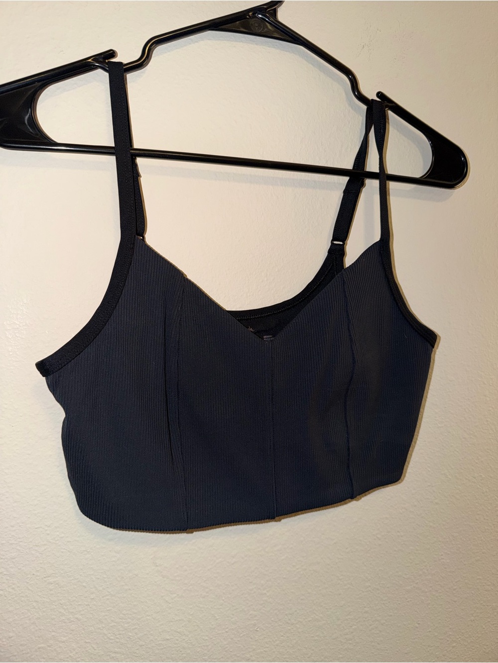 aerie Black Ribbed Sports Bralette